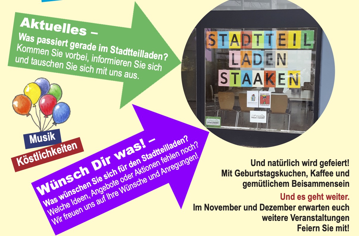 5 Jahre Stadtteilladen in Spandau Staaken. Wir gratulieren und feiern mit.